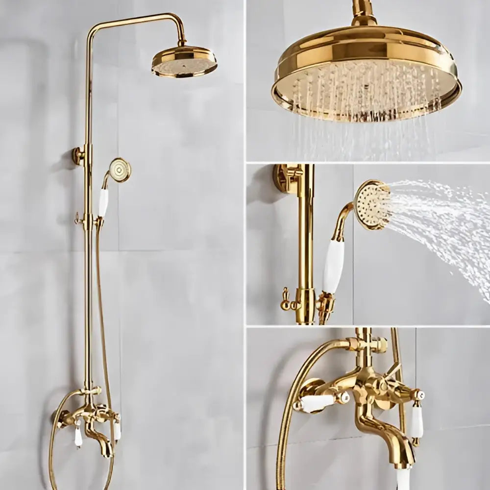 Gold Rainfall Shower Ceramic Bathroom System