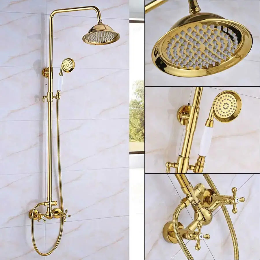 Gold Rainfall Shower Ceramic Bathroom System