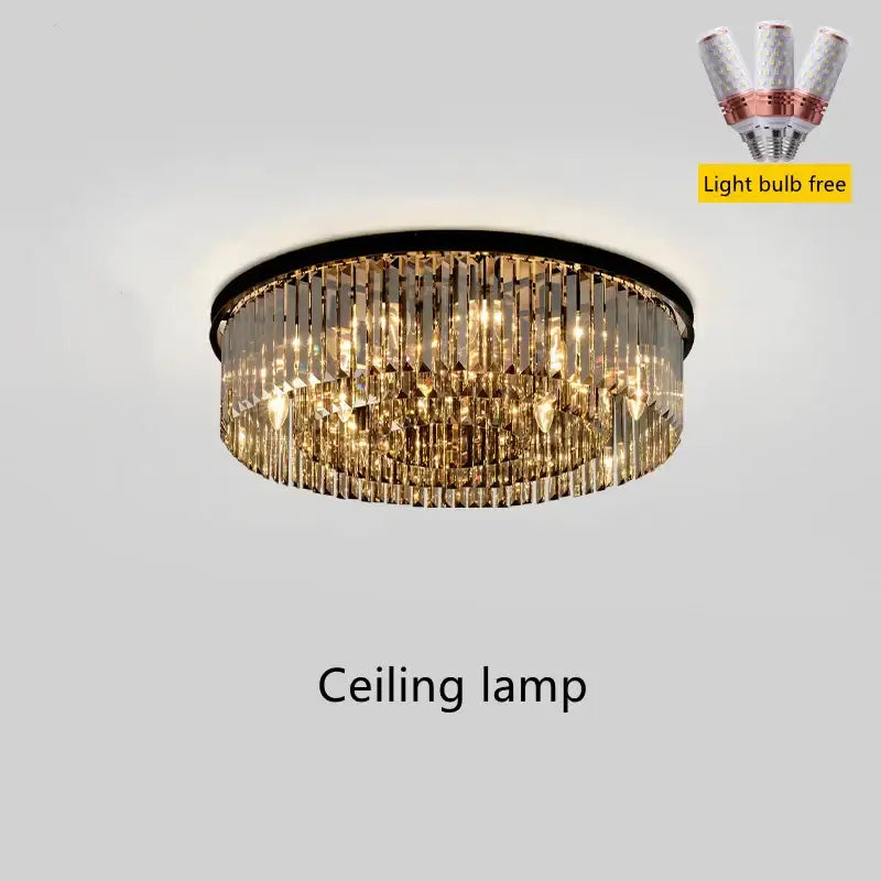 Gold Crystal 2-Layer Dia55cm Ceiling Pendant