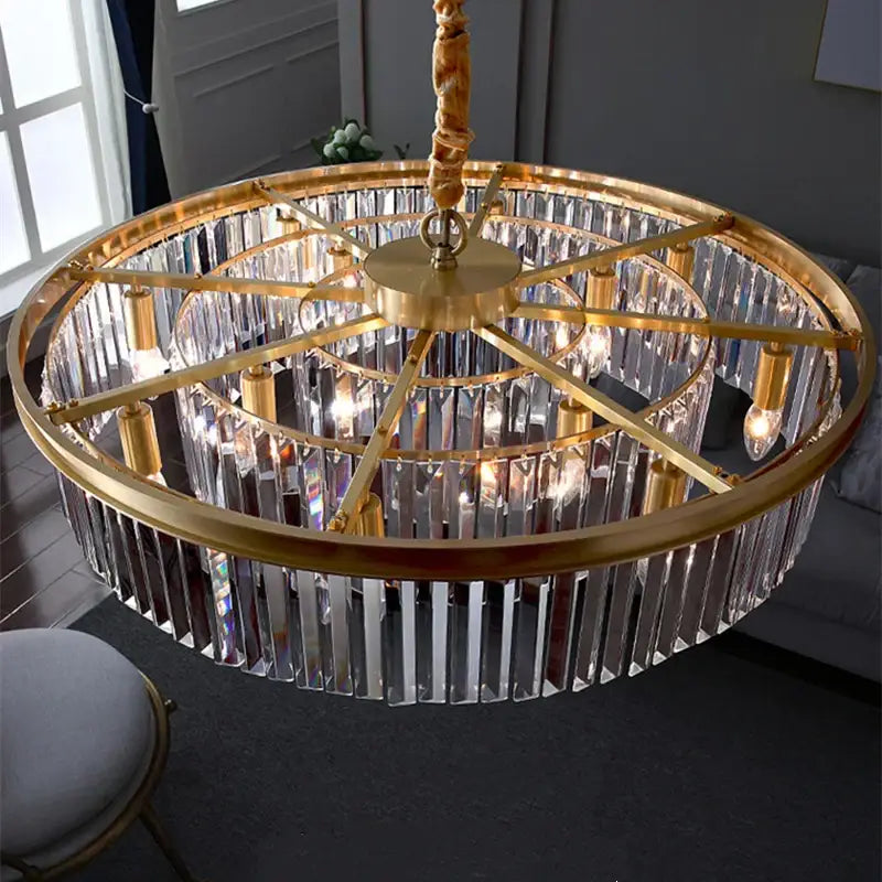 Gold Crystal 2-Layer Dia55cm Ceiling Pendant