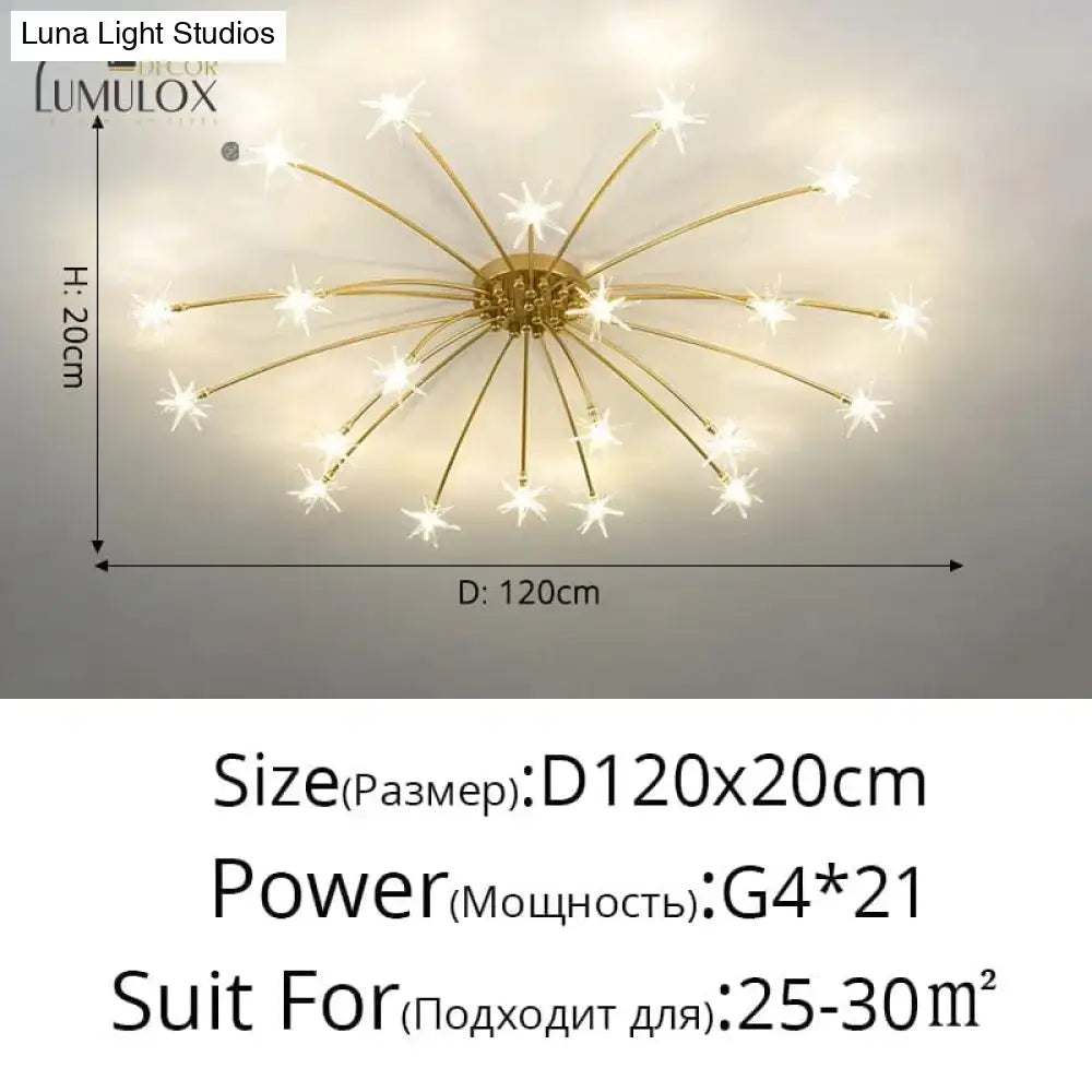 Gold Floral Crystal Nineteen-Head Chandelier