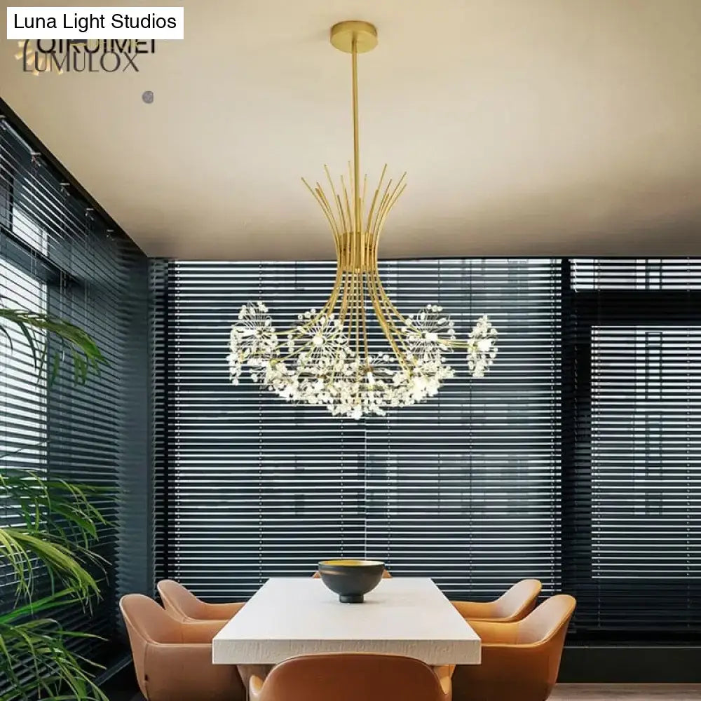 Gold Floral Crystal Nineteen-Head Chandelier