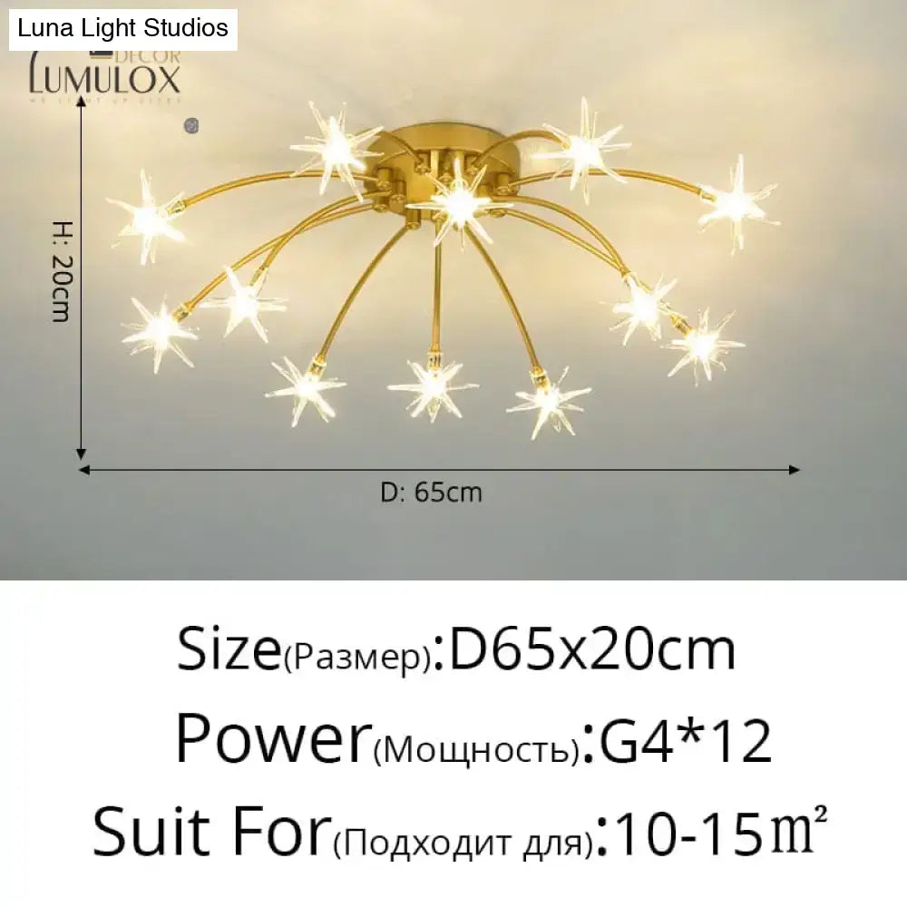 Gold Floral Crystal Nineteen-Head Chandelier