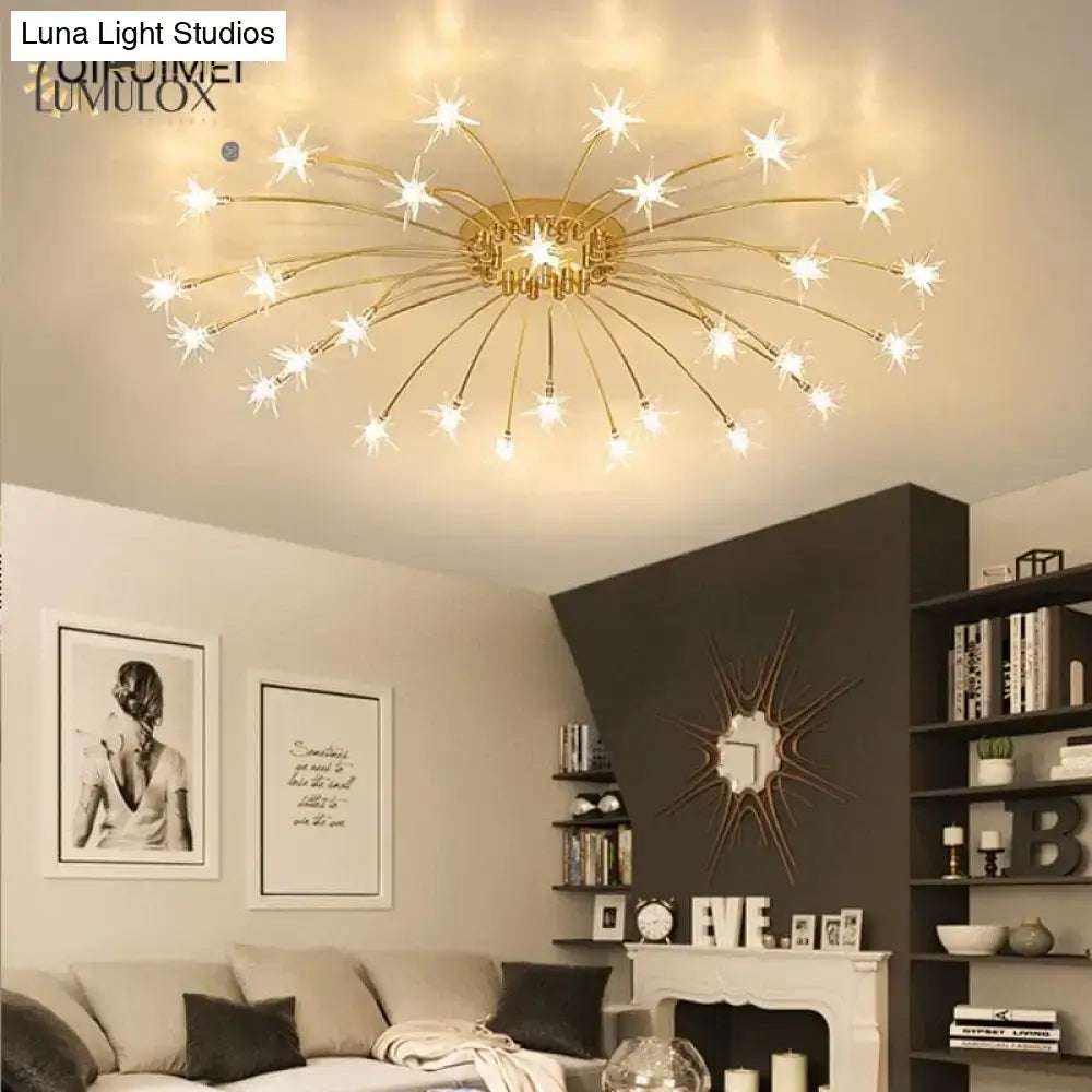 Gold Floral Crystal Nineteen-Head Chandelier