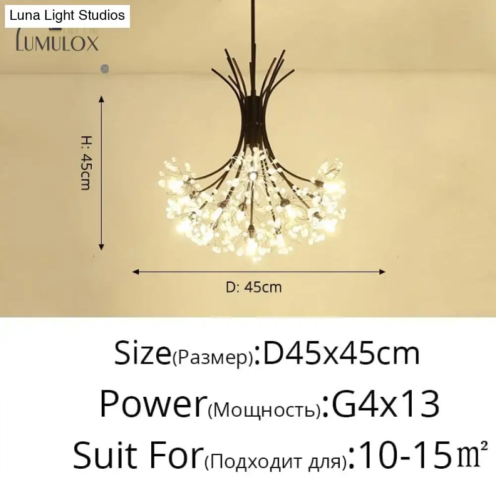 Gold Floral Crystal Nineteen-Head Chandelier