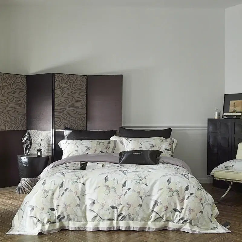 Gold Floral Cotton Bedding Set