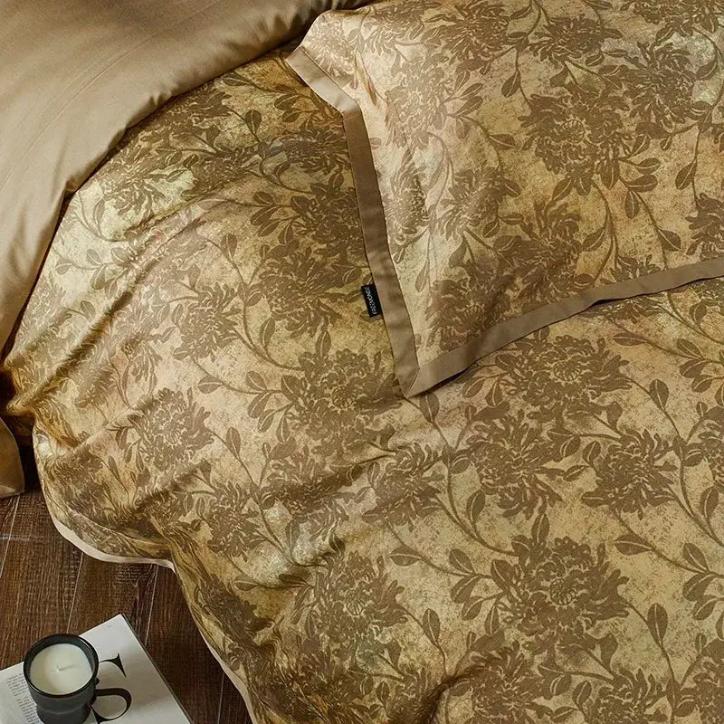Gold Floral Cotton Bedding Set