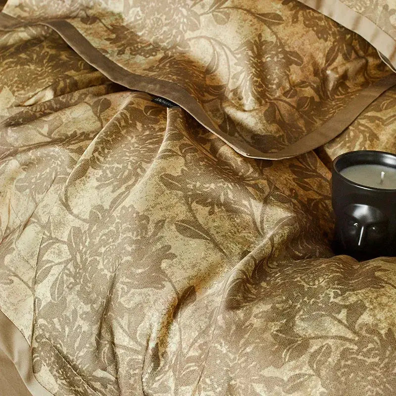 Gold Floral Cotton Bedding Set