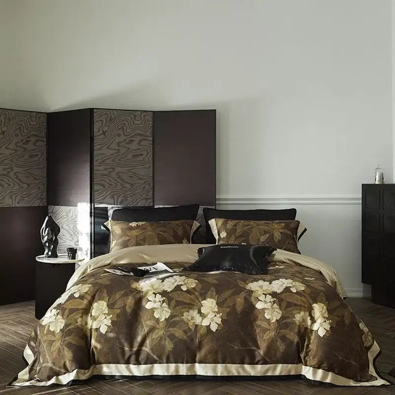 Gold Floral Cotton Bedding Set