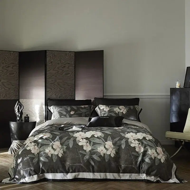 Gold Floral Cotton Bedding Set