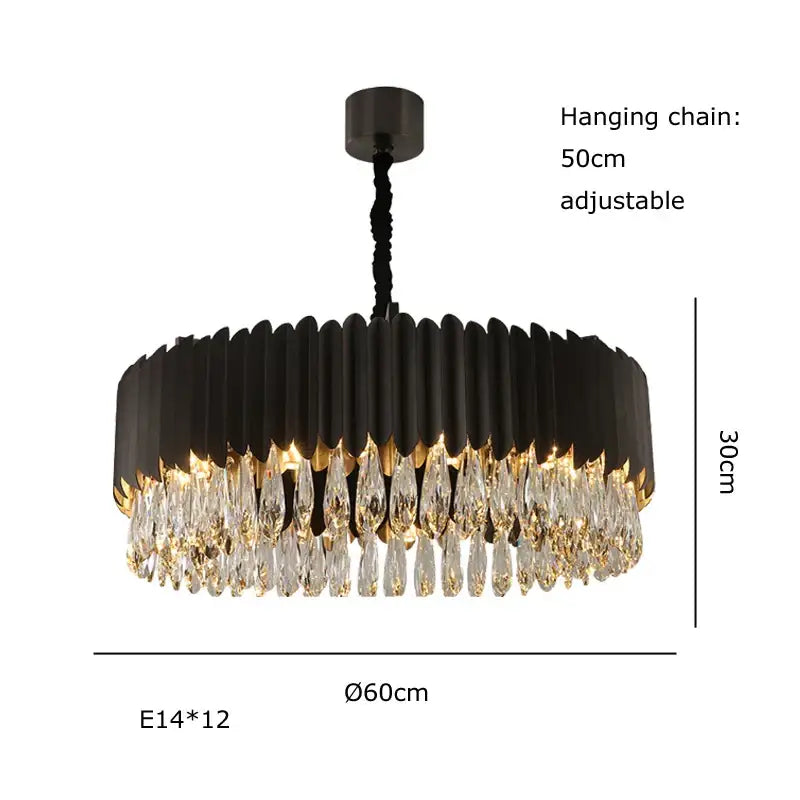 Gold Crystal Pendant Light with Fluted Design