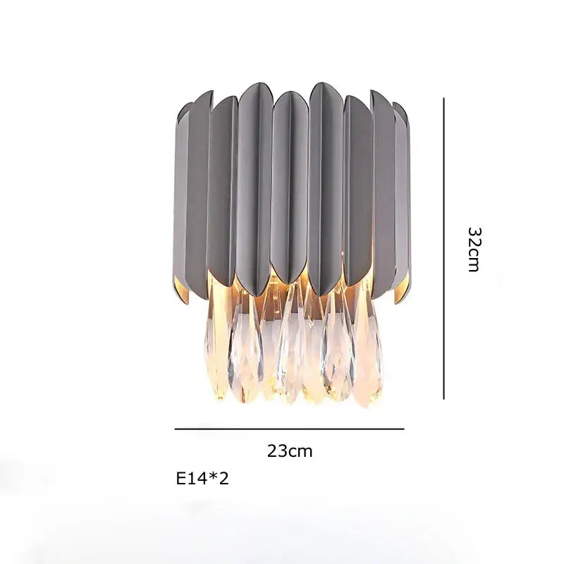 Gold Crystal Pendant Light with Fluted Design