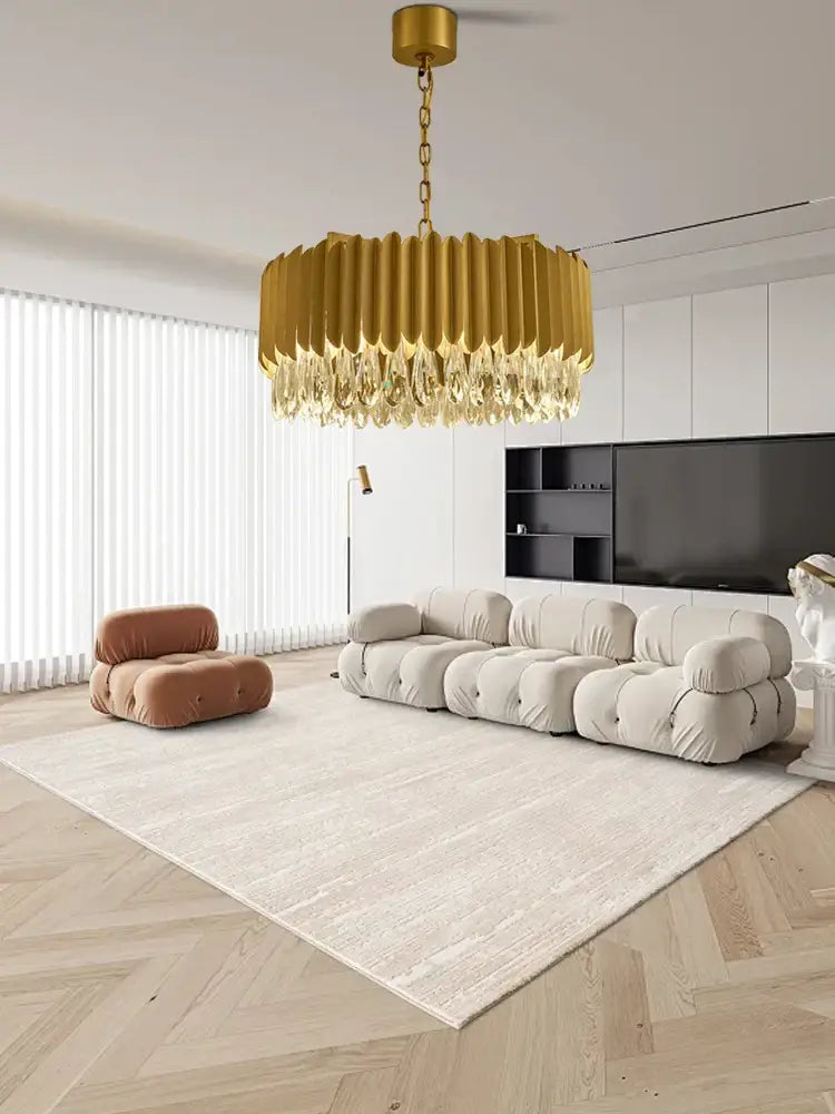 Gold Crystal Pendant Light with Fluted Design