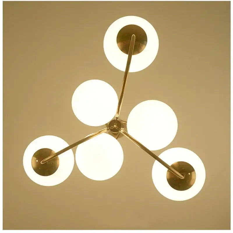 Gold Glass Ball Chandelier Frosted Six-Head