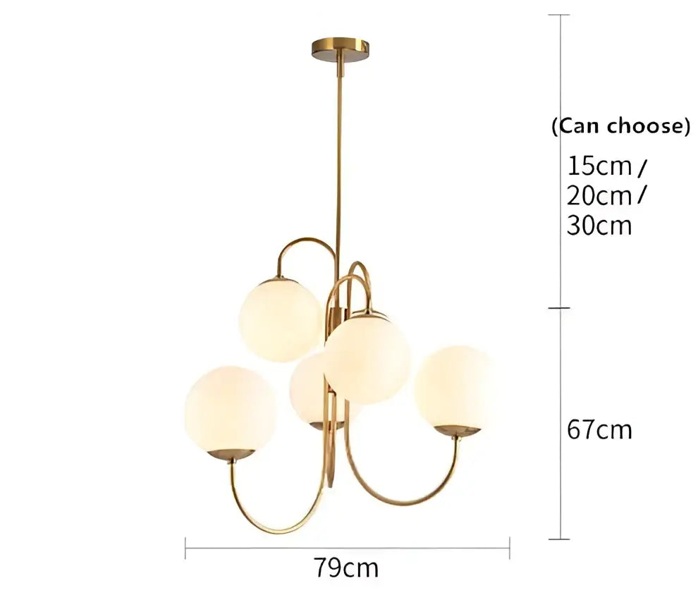 Gold Glass Ball Chandelier Frosted Six-Head