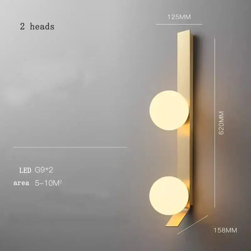 Gold Glass 2-Head Nordic Wall Lamp