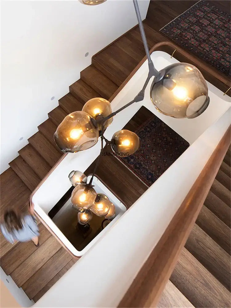 Gold Glass Branch Chandelier