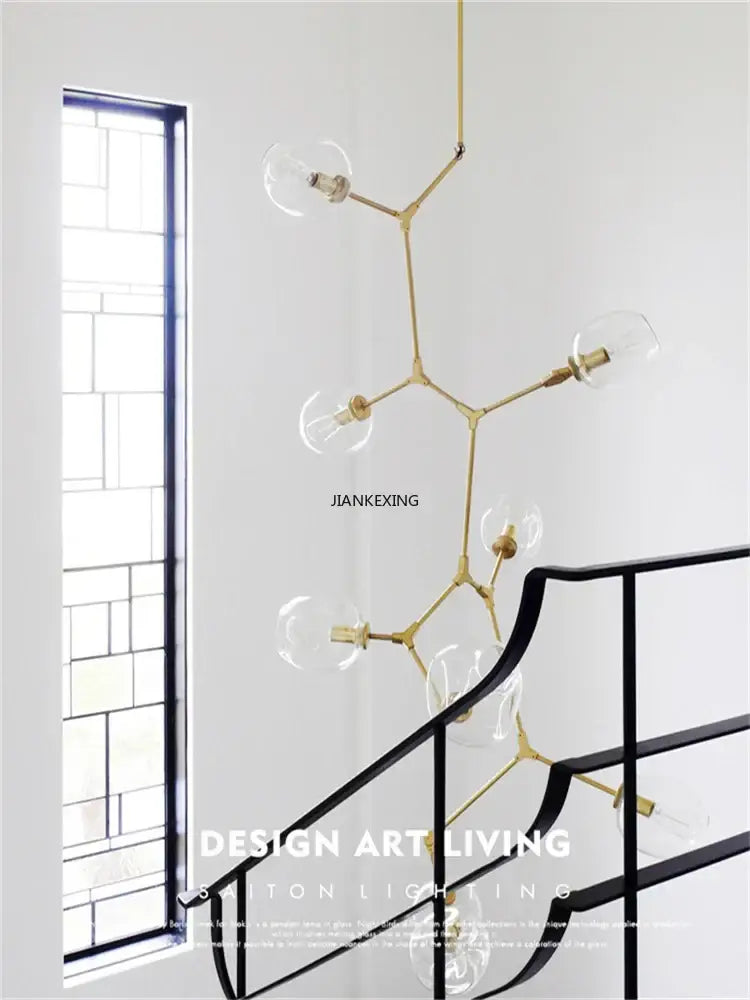 Gold Glass Branch Chandelier