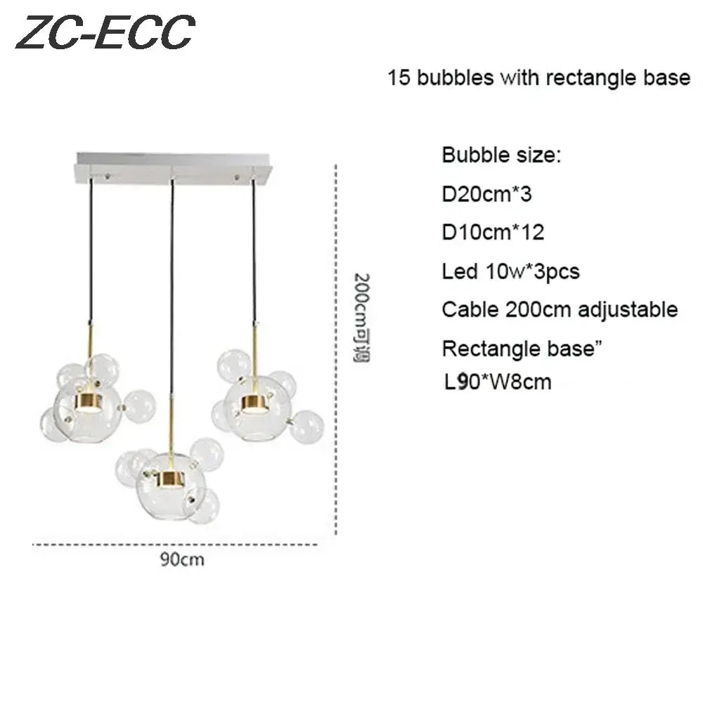 Gold Glass Bubble Chandelier with Alloy Iron Finish