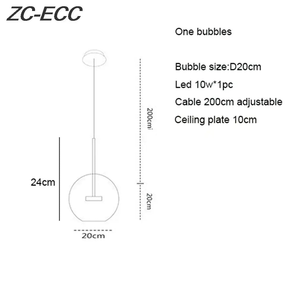 Gold Glass Bubble Chandelier with Alloy Iron Finish