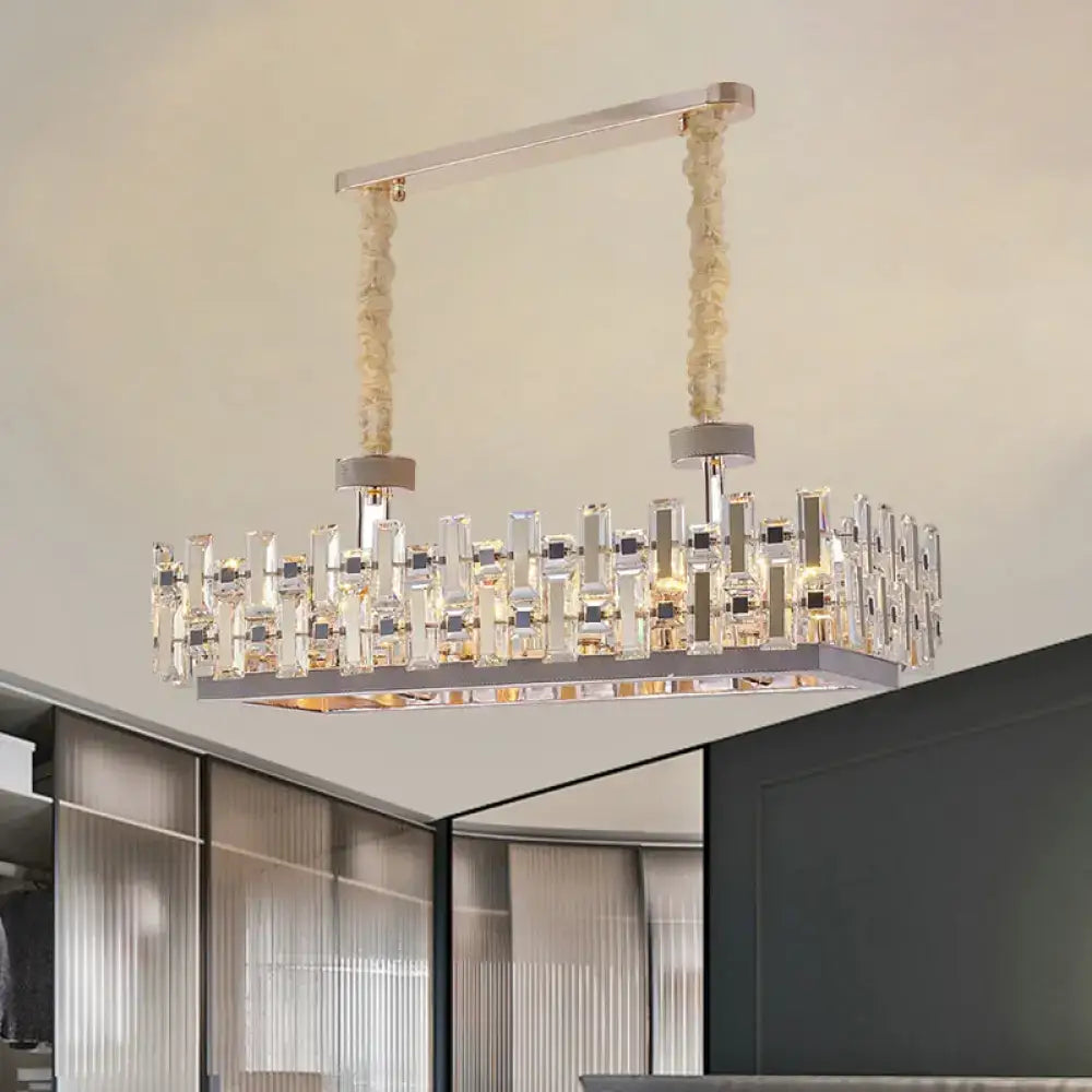 Chrome Crystal Rectangular Pendant