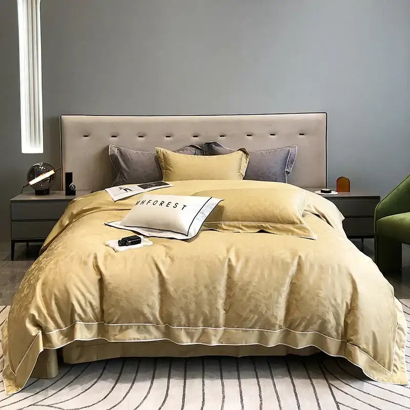Gold Cotton Patchwork Bedding