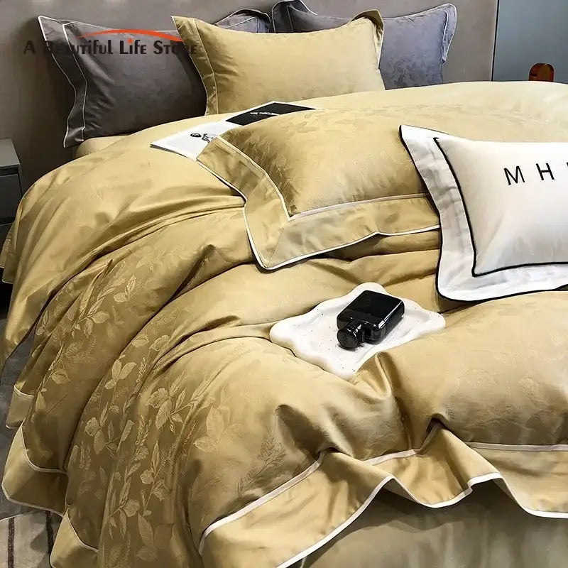 Gold Cotton Patchwork Bedding