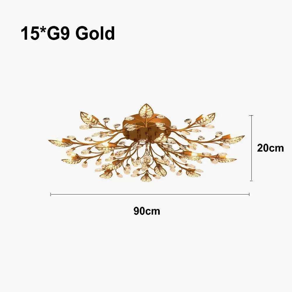 Gold Crystal Ceiling Chandelier with K9 Crystal Accent