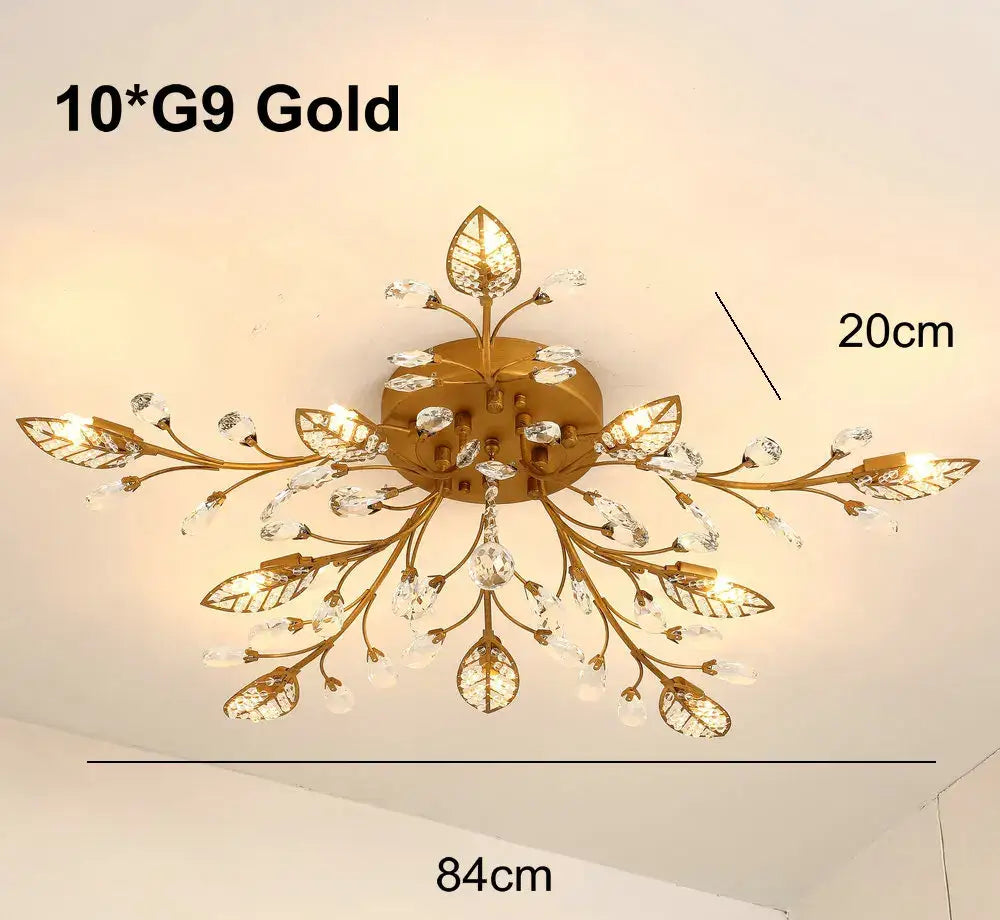 Gold Crystal Ceiling Chandelier with K9 Crystal Accent