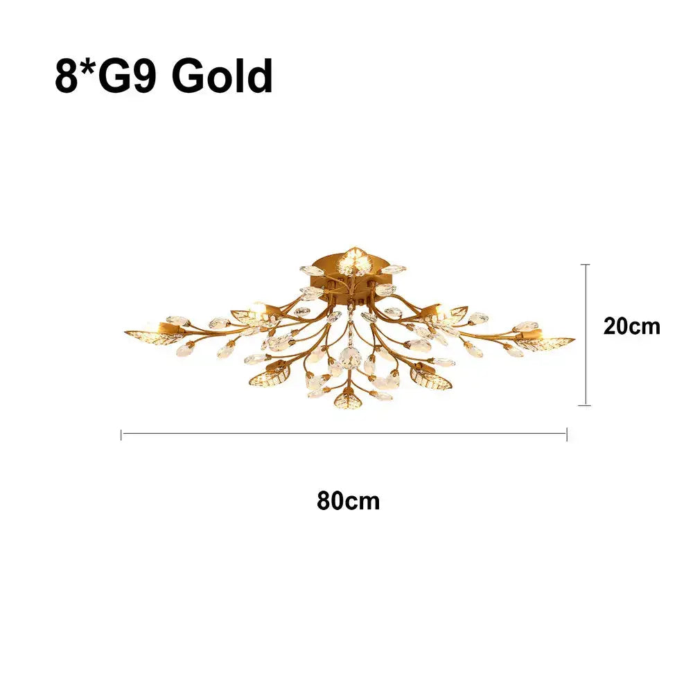 Gold Crystal Ceiling Chandelier with K9 Crystal Accent