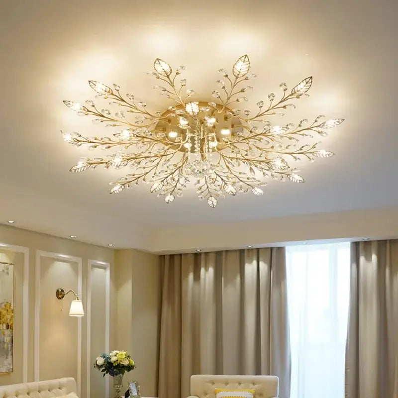 Gold Leaf Crystal Chandelier