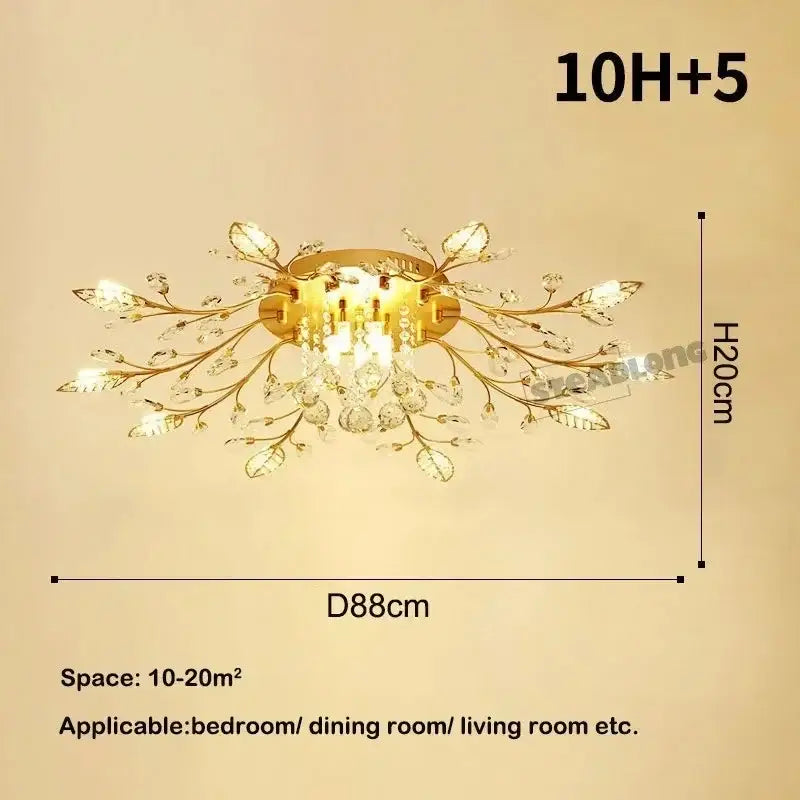 Gold Leaf Crystal Chandelier