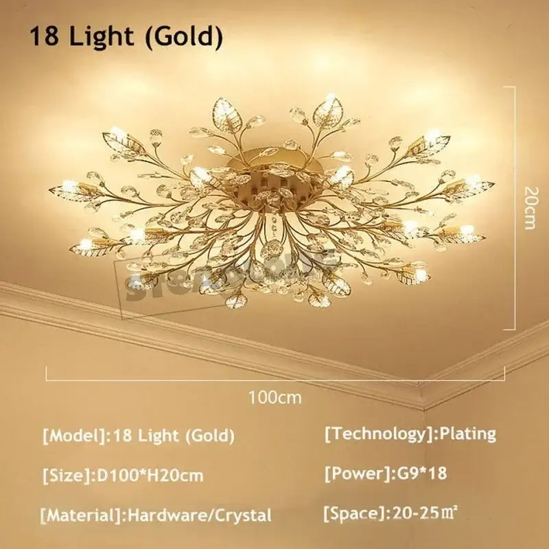 Gold Leaf Crystal Chandelier