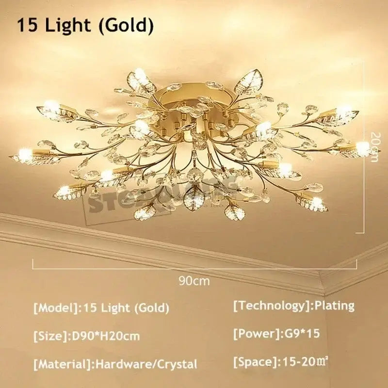 Gold Leaf Crystal Chandelier
