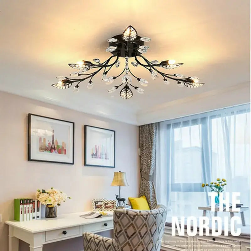 Gold Leaf Crystal Chandelier