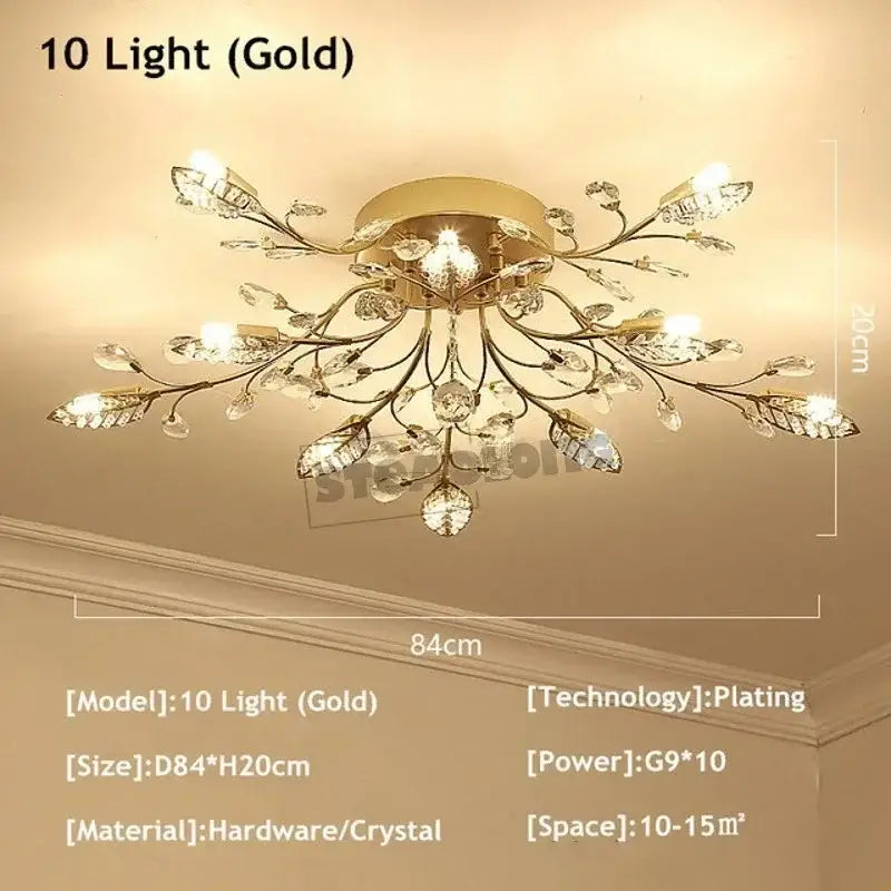 Gold Leaf Crystal Chandelier