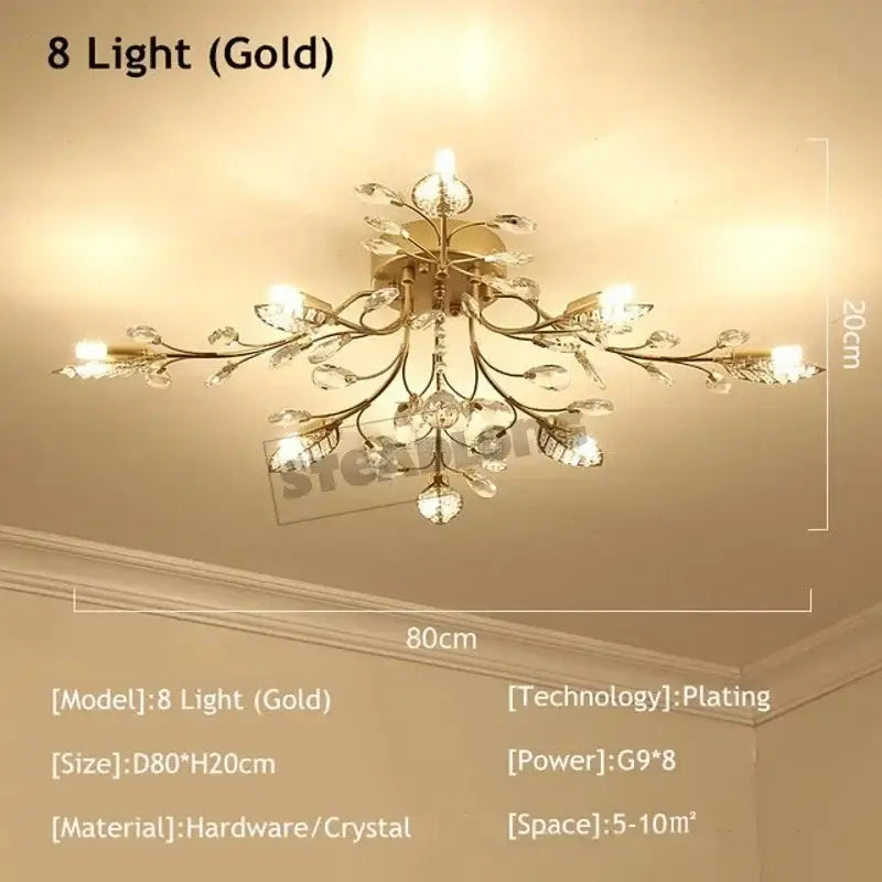 Gold Leaf Crystal Chandelier