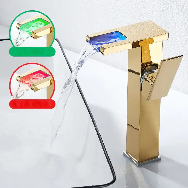 Gold LED Waterfall Faucet