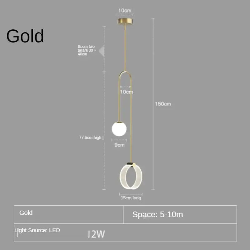 Gold LED Glass Pendant