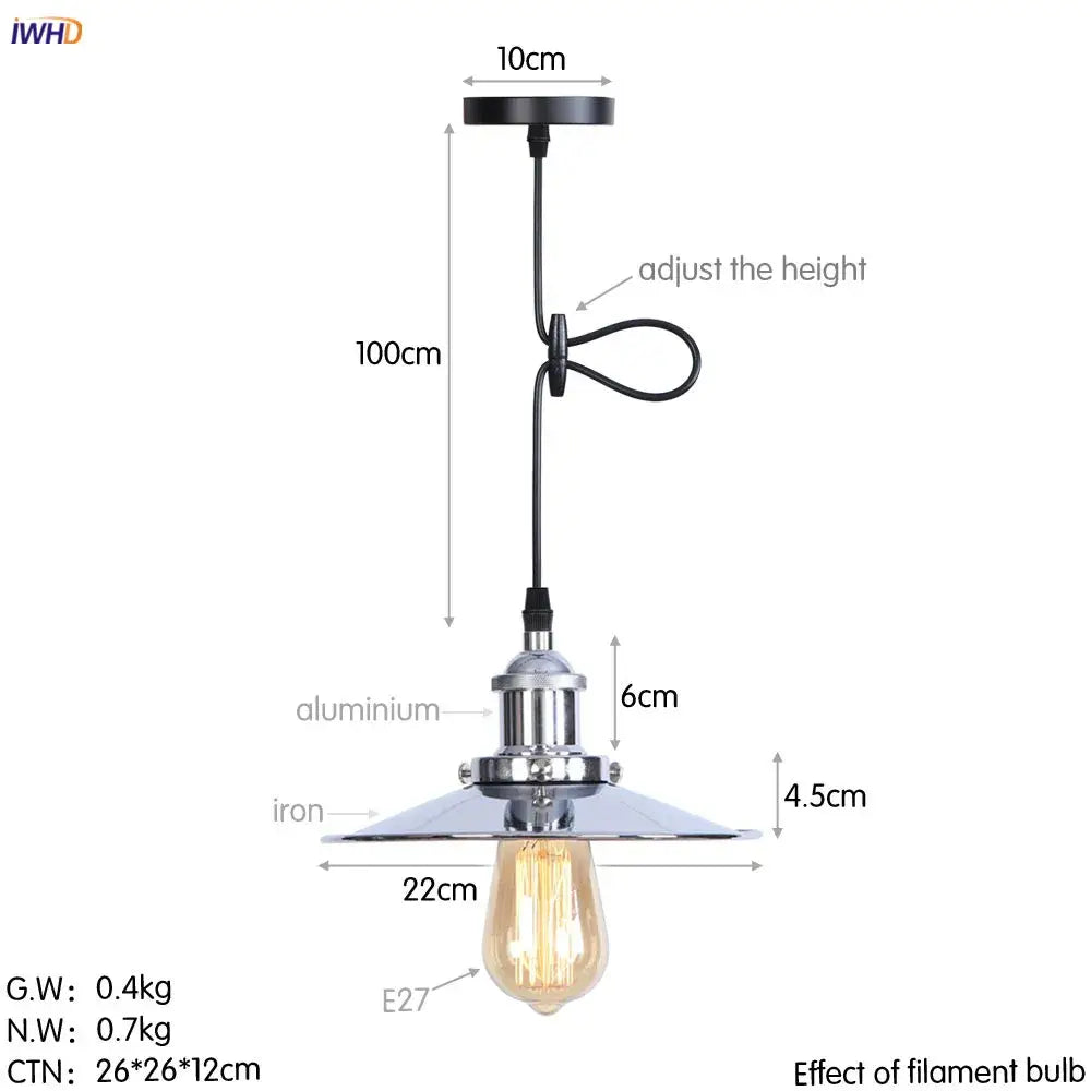 Gold Petal Pendant Light with Edison Bulb