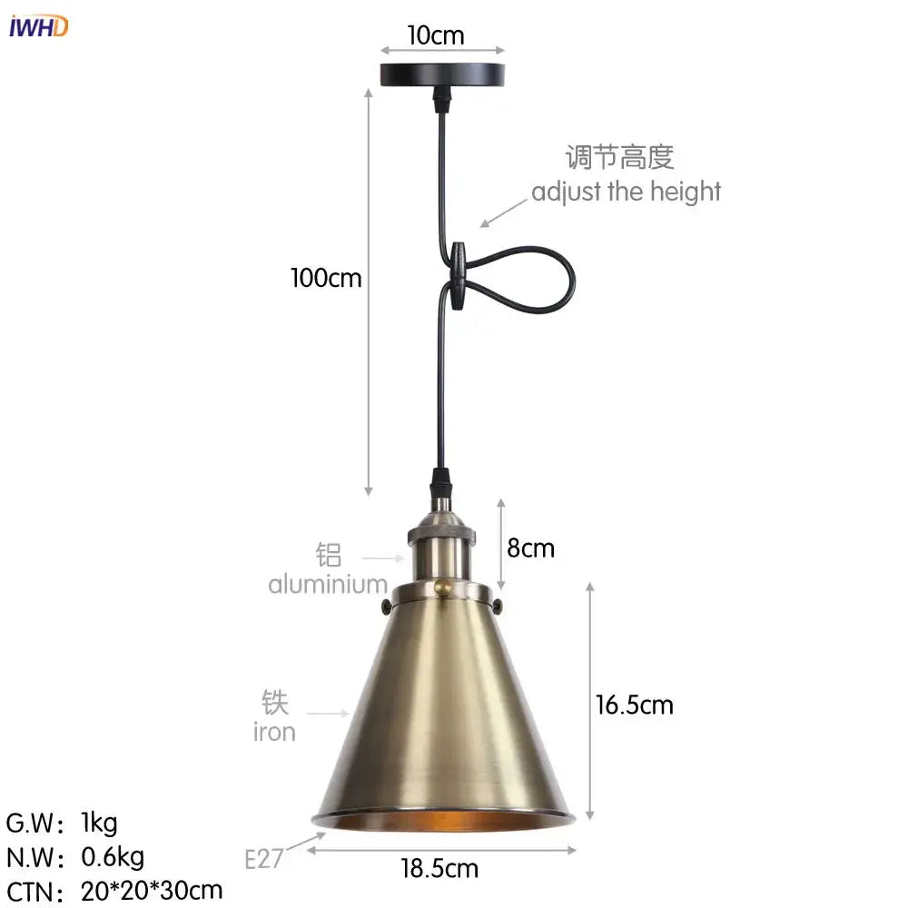 Gold Petal Pendant Light with Edison Bulb