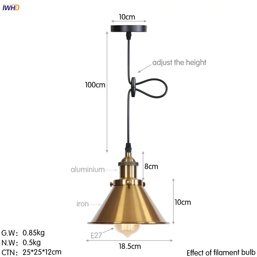Gold Petal Pendant Light with Edison Bulb