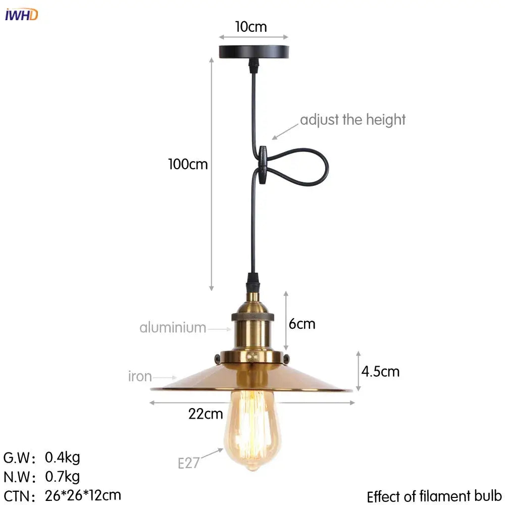 Gold Petal Pendant Light with Edison Bulb