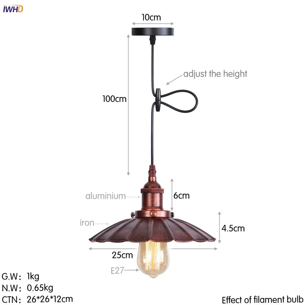 Gold Petal Pendant Light with Edison Bulb