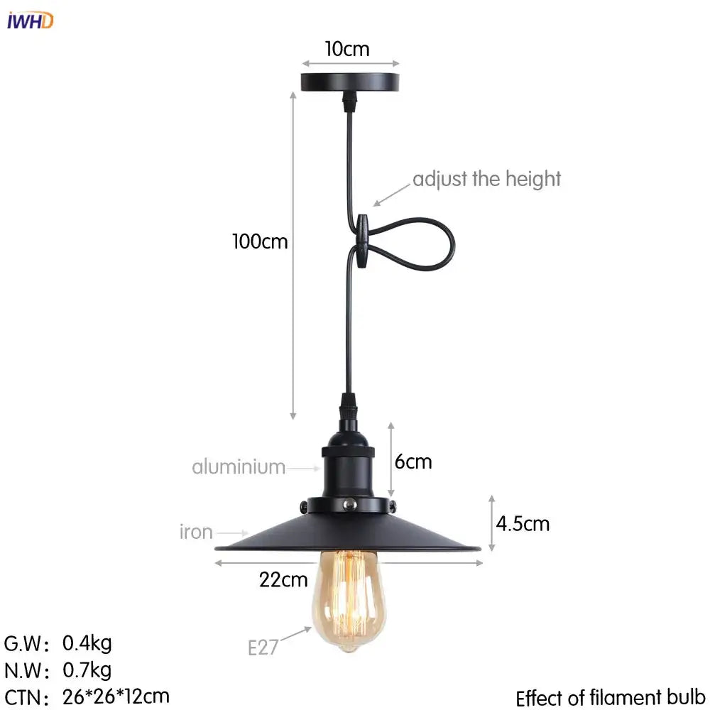 Gold Petal Pendant Light with Edison Bulb