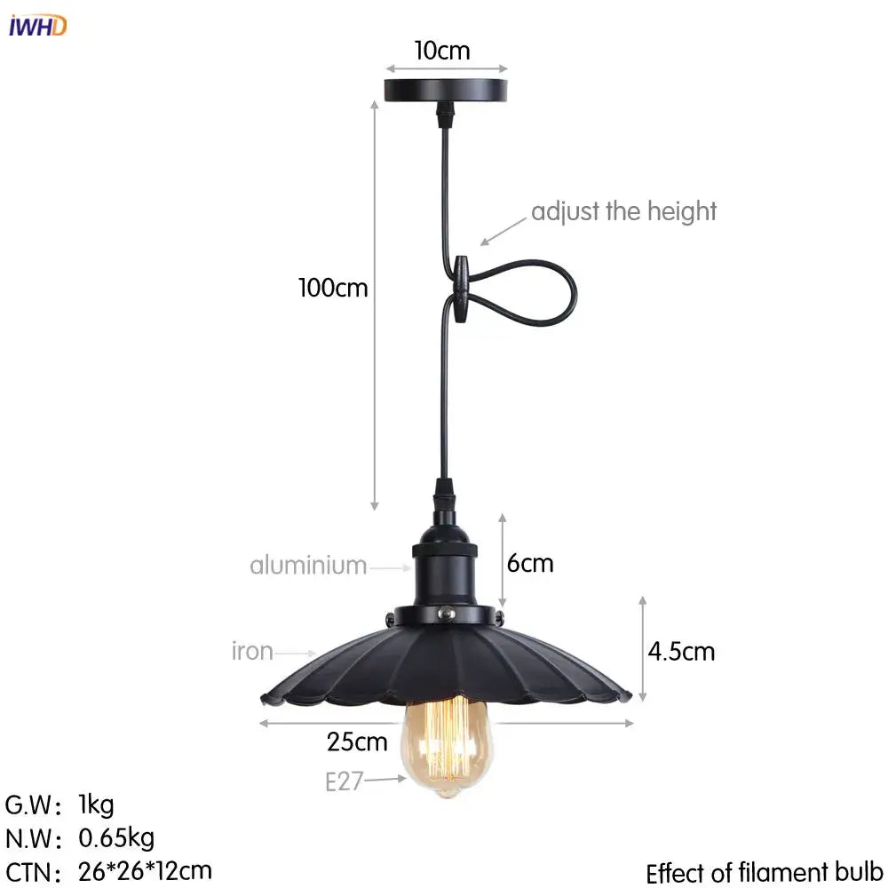 Gold Petal Pendant Light with Edison Bulb