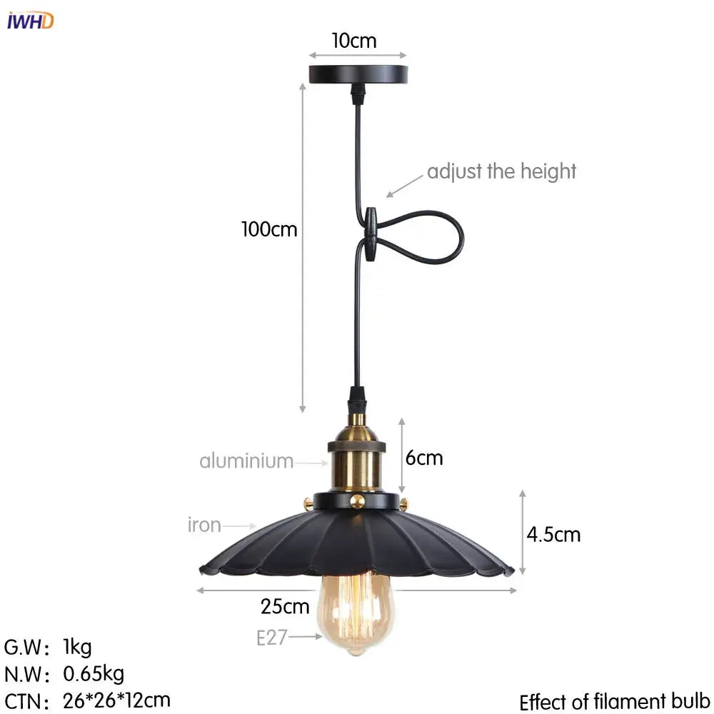 Gold Petal Pendant Light with Edison Bulb
