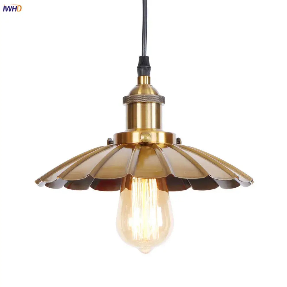 Gold Petal Pendant Light with Edison Bulb