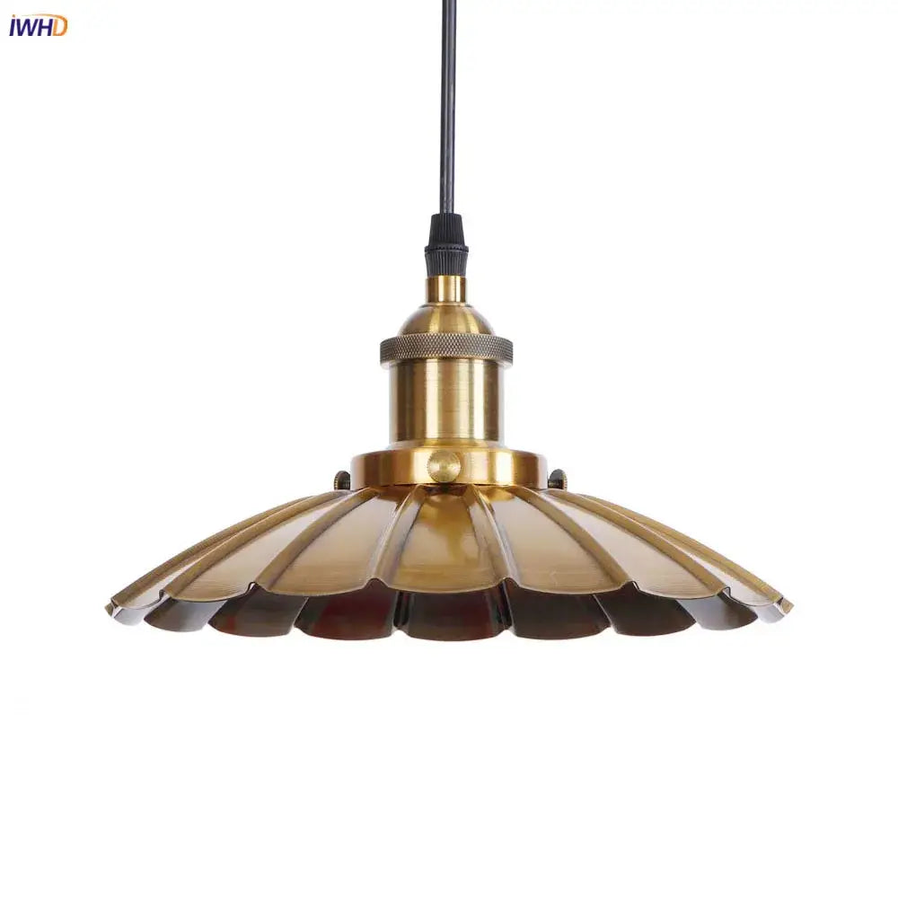 Gold Petal Pendant Light with Edison Bulb