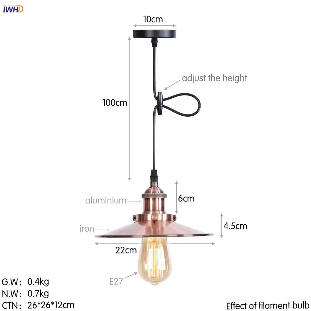 Gold Petal Pendant Light with Edison Bulb